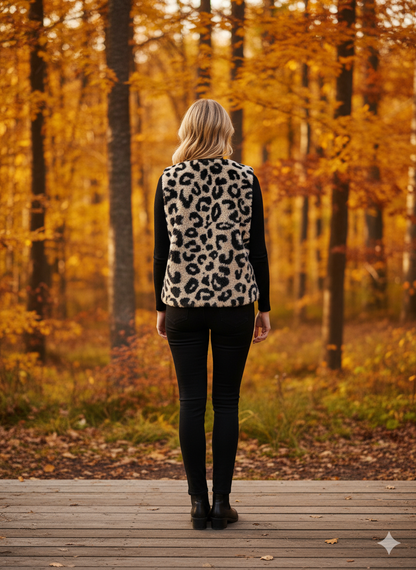 Gilet teddy imprimé léopard