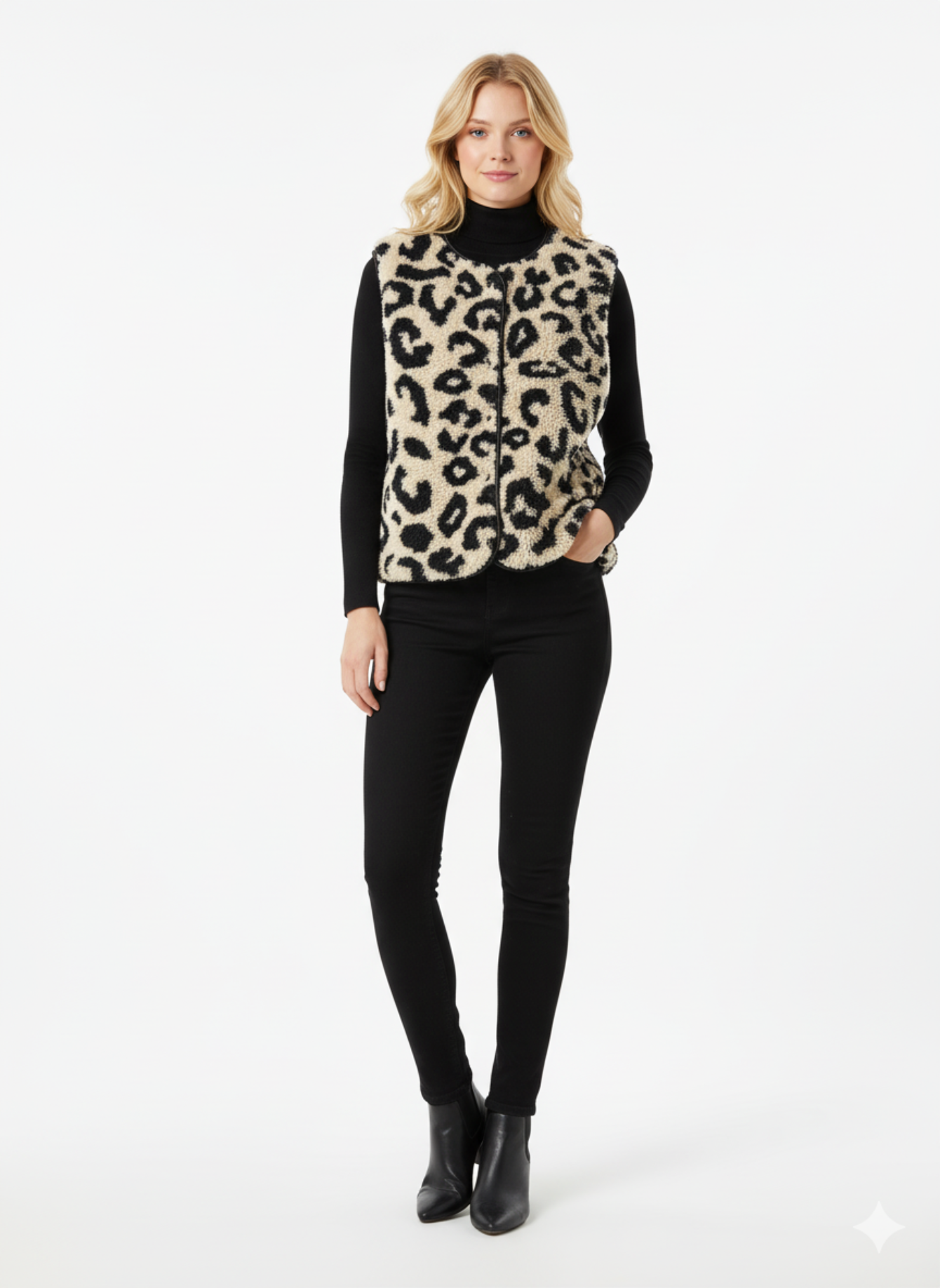 Gilet teddy imprimé léopard