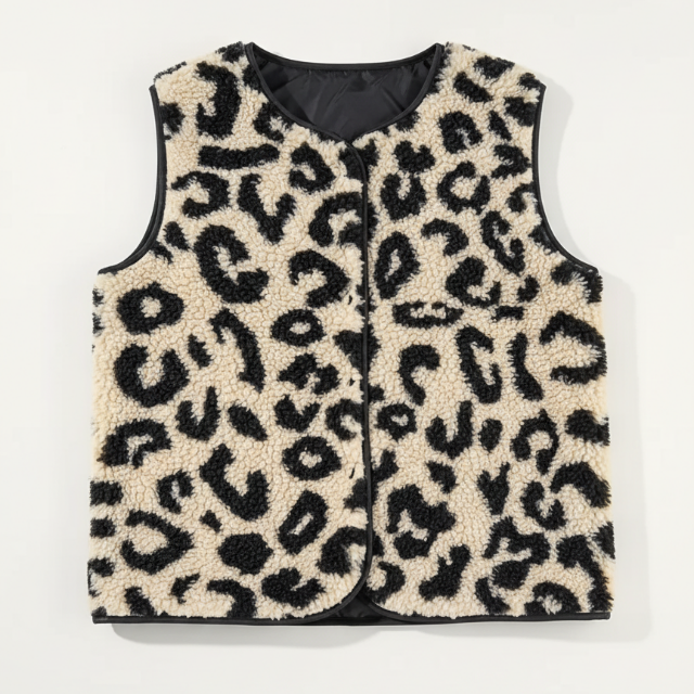Gilet teddy imprimé léopard