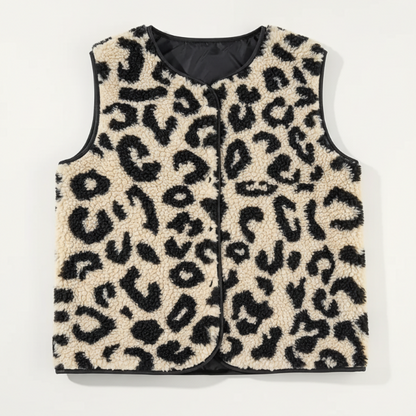 Gilet teddy imprimé léopard
