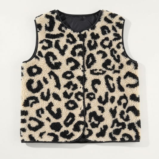 Gilet teddy imprimé léopard