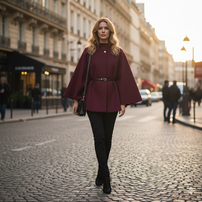 Poncho élégant ceinturé