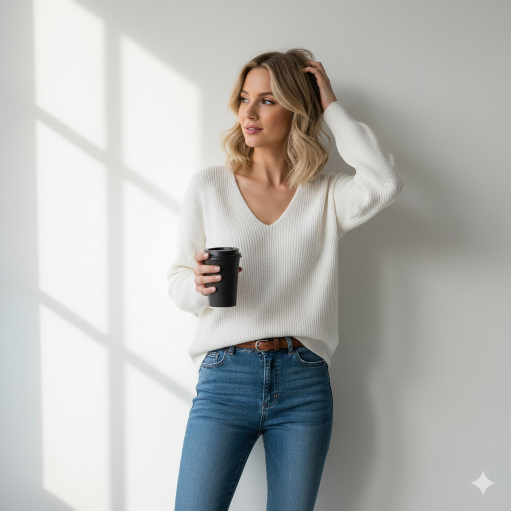 Pull col V en maille