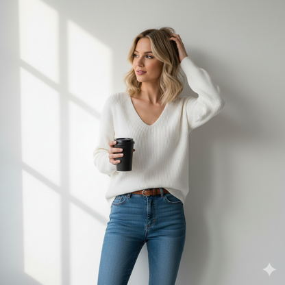 Pull col V en maille