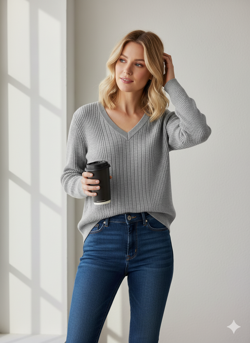 Pull col V en maille